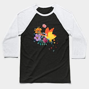 blooming flowers and orange color bird colorful art Baseball T-Shirt